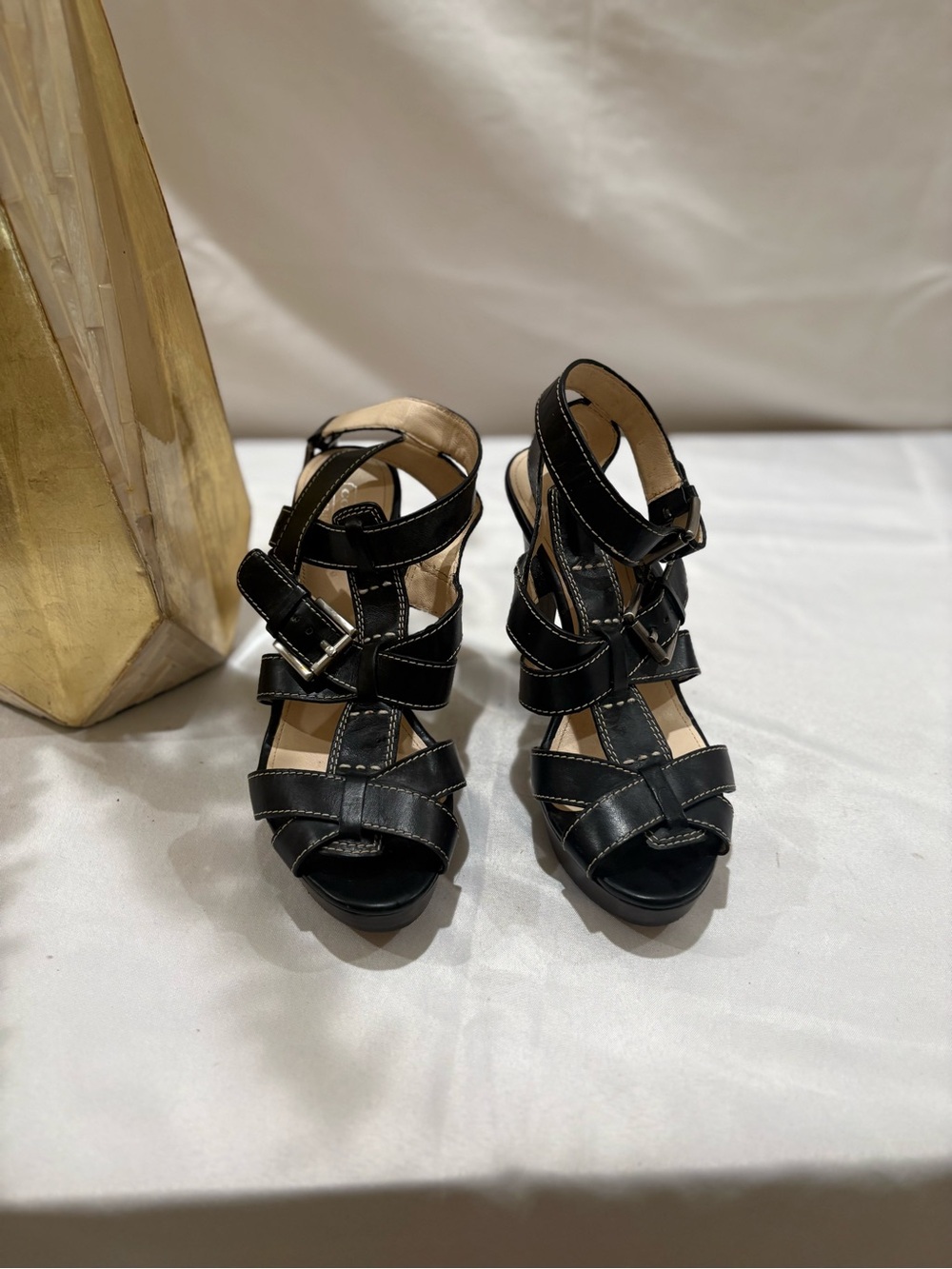 LIKE NEW! Coach Black Strappy Platform Heels